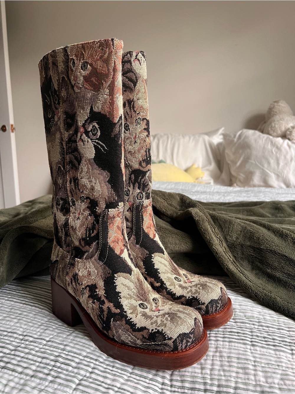 Jeffrey Campbell Cat Tapestry Mid-Calf Heeled Boots - Picture 2 of 8